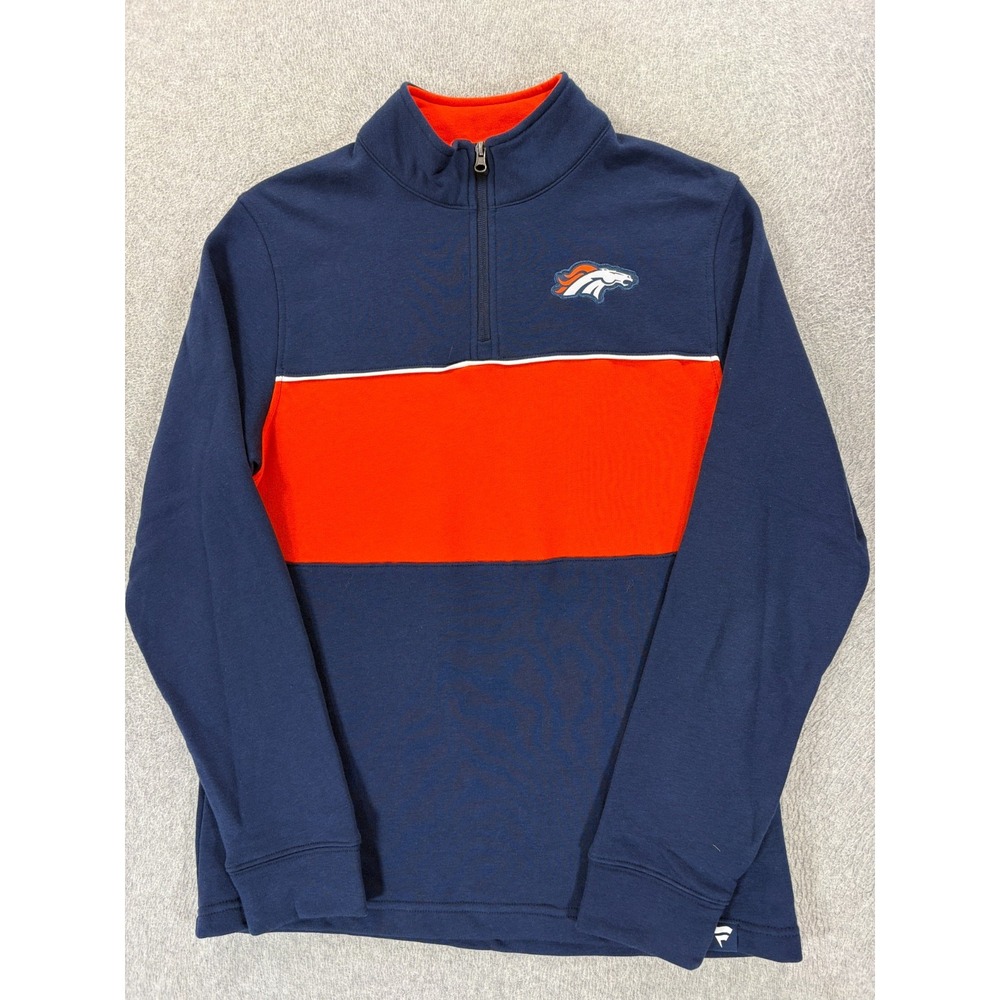 Denver Broncos Stitched Logo 1/4 Zip Stadium Pullover (Men's Medium) Blue
